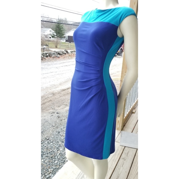 Chaps Dresses & Skirts - Chaps Two-Tone Blue Bodycon Dress, Sm